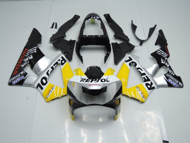 Amarelo Prata Preto Repsol Carenagem CBR 900RR 954 02-03 Amarelo Prata Preto Repsol Carenagem CBR 900RR 954 02-03