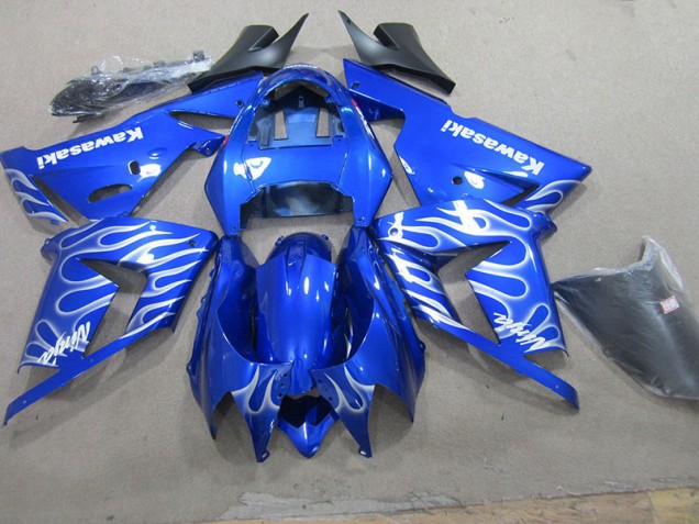 Azul Branco Chama Kit Carenagem ZX10R 03-05 Azul Branco Chama Kit Carenagem ZX10R 03-05