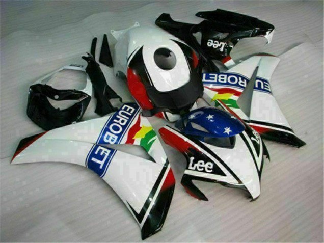Branco Azul Vermelho Eurobet Lee Carenagem CBR 1000RR 08-11 Branco Azul Vermelho Eurobet Lee Carenagem CBR 1000RR 08-11