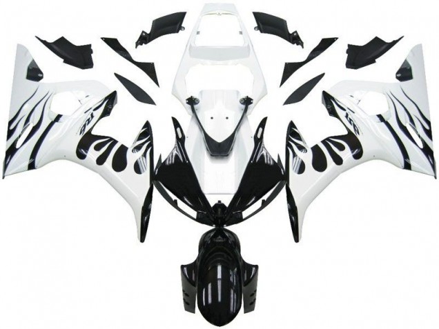 Branco Chama Preto Carenagem R6 03-05 Branco Chama Preto Carenagem R6 03-05