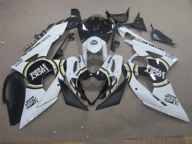 Branco Lucky Strike Preto Motul Carenagem GSXR 1000 K5 05-06 Branco Lucky Strike Preto Motul Carenagem GSXR 1000 K5 05-06