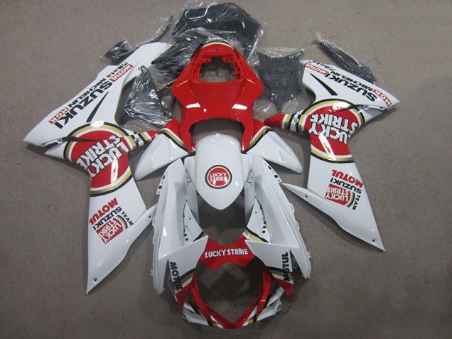 Branco Lucky Strike Vermelho Motul Carenagem GSXR 600 K11 11-21 Branco Lucky Strike Vermelho Motul Carenagem GSXR 600 K11 11-21