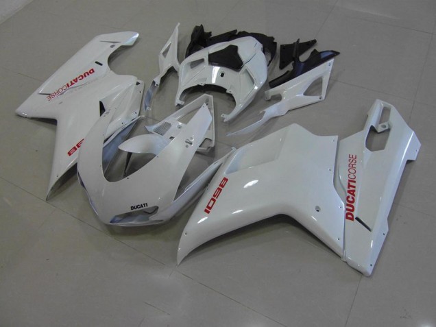 Branco Pérola & Vermelho Decalques Carenagem Ducati 848 1098 1198 07-14