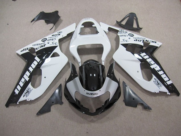 Branco Preto Carenagem GSXR 600 K1 K2 K3 01-03 Branco Preto Carenagem GSXR 600 K1 K2 K3 01-03