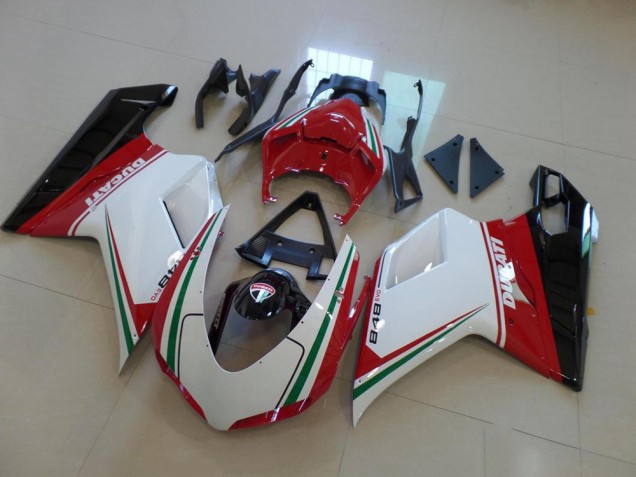 Branco Vermelho Carenagem Ducati 848 1098 1198 07-14 Branco Vermelho Carenagem Ducati 848 1098 1198 07-14