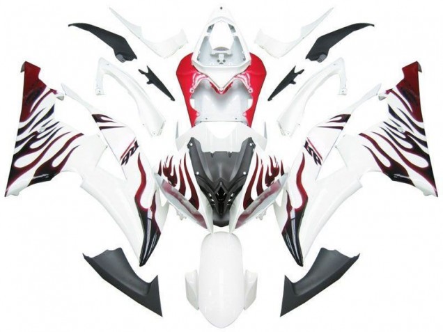 Branco Vermelho Chama R6 Carenagem R6 08-16 Branco Vermelho Chama R6 Carenagem R6 08-16