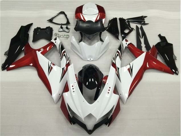 Branco Vermelho Preto Carenagem GSXR 600 / 750 K8 08-10 Branco Vermelho Preto Carenagem GSXR 600 / 750 K8 08-10