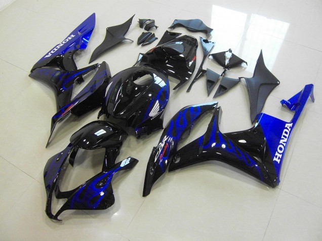 Preto Azul Chama Carenagem CBR 600RR 07-08 Preto Azul Chama Carenagem CBR 600RR 07-08