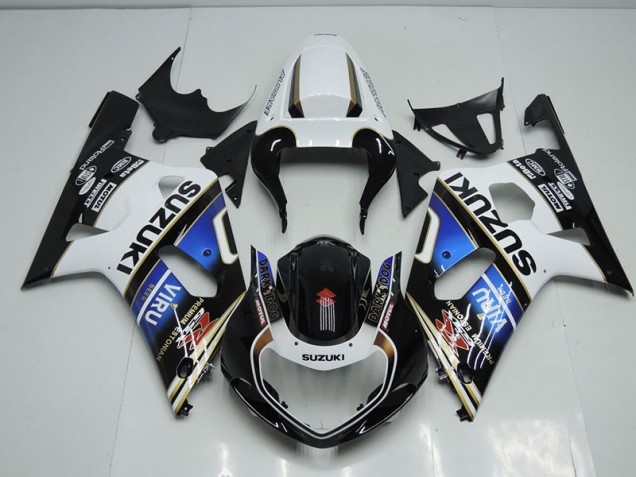 Preto Branco Azul Viru Carenagem GSXR 750 K1 K2 K3 01-03 Preto Branco Azul Viru Carenagem GSXR 750 K1 K2 K3 01-03