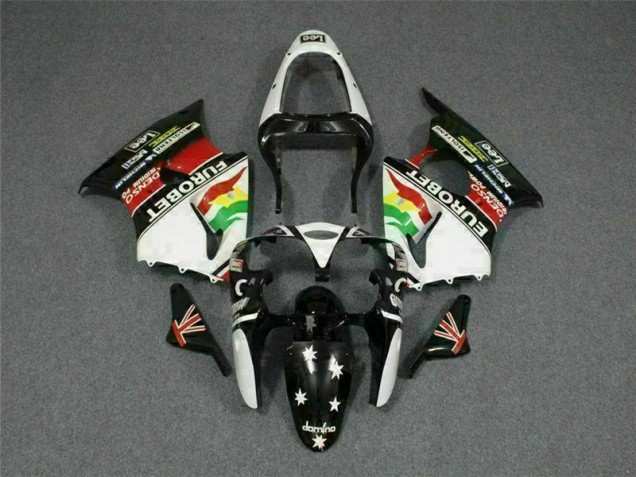 Preto Branco Eurobet Carenagem ZX6R 00-02 Preto Branco Eurobet Carenagem ZX6R 00-02
