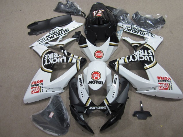 Preto Branco Lucky Strike Motul Carenagem GSXR 600 K6 06-07 Preto Branco Lucky Strike Motul Carenagem GSXR 600 K6 06-07