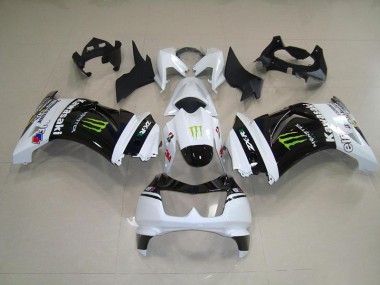 Preto Branco Monster Abs Kits Completos Carenagem ZX 250R 08-12