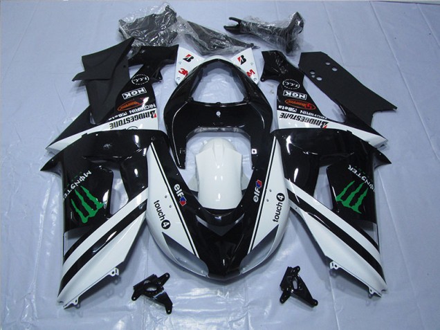 Preto Branco Monster Touch4 Carenagem ZX6R 07-08 Preto Branco Monster Touch4 Carenagem ZX6R 07-08