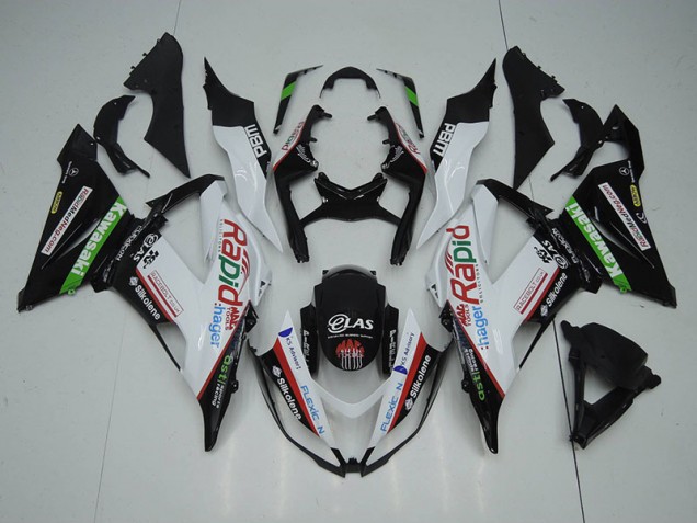 Preto Branco Rapid Hager Carenagem ZX6R 13-18 Preto Branco Rapid Hager Carenagem ZX6R 13-18