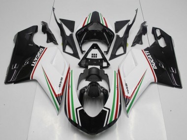 Preto Verde & Branco Carenagem Ducati 848 1098 1198 07-14