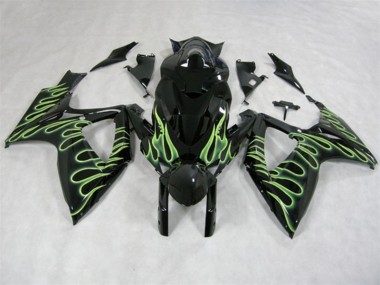 Preto Verde Chama Carenagem GSXR 600 K6 06-07
