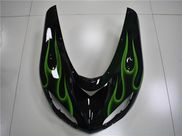 Preto Verde Chama Carenagem ZX10R 06-07 Preto Verde Chama Carenagem ZX10R 06-07