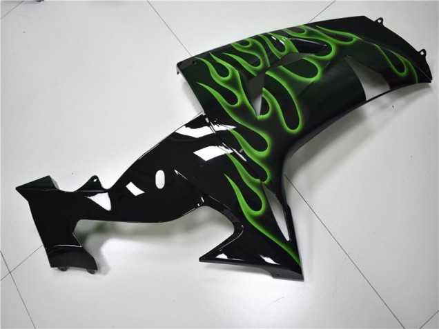 Preto Verde Chama Carenagem ZX10R 06-07 Preto Verde Chama Carenagem ZX10R 06-07