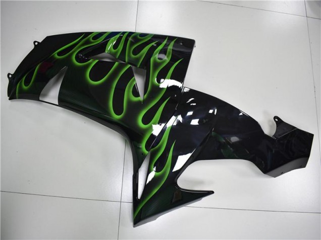 Preto Verde Chama Carenagem ZX10R 06-07 Preto Verde Chama Carenagem ZX10R 06-07