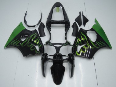 Preto & Verde Chama Carenagem ZX6R 00-02