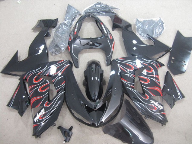 Preto Vermelho Branco Chama Ninja Carenagem ZX10R 06-07 Preto Vermelho Branco Chama Ninja Carenagem ZX10R 06-07