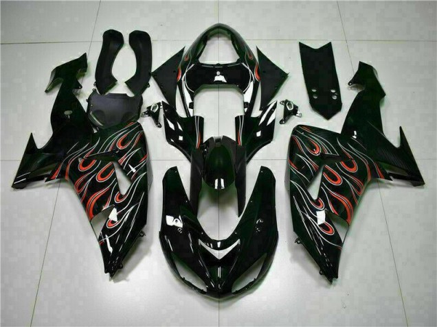 Preto Vermelho Chama Kit Carenagem ZX10R 06-07 Preto Vermelho Chama Kit Carenagem ZX10R 06-07