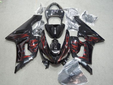 Preto Vermelho Chama Kits Carenagem ZX6R 05-06