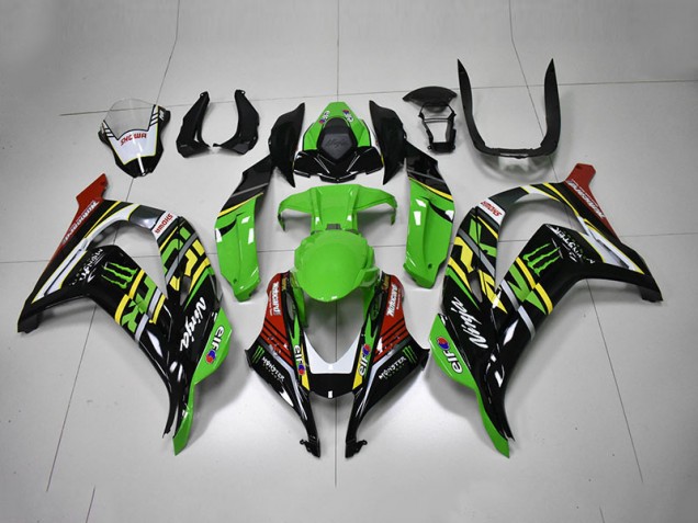 Verde Preto Vermelho Ninja Monster Carenagem ZX10R 16-19 Verde Preto Vermelho Ninja Monster Carenagem ZX10R 16-19