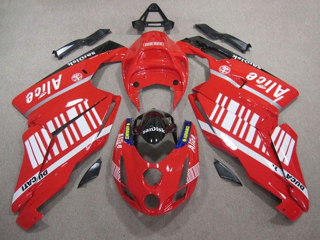Vermelho Branco Alice Sandisk Carenagem Ducati 749 05-06 Vermelho Branco Alice Sandisk Carenagem Ducati 749 05-06