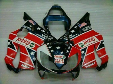 Vermelho Branco Azul Castrol Cycle World Carenagem CBR 600 F4i 01-03
