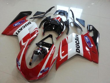 Vermelho Branco Injeção Kit Carenagem Ducati 848 1098 1198 07-14