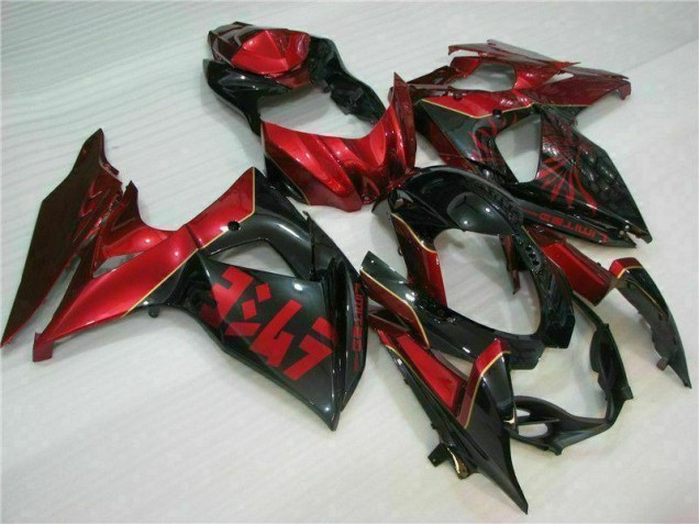 Vermelho Chama Preto Carenagem GSXR 1000 K9 09-16 Vermelho Chama Preto Carenagem GSXR 1000 K9 09-16